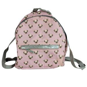JoyPixels Pug Emoji Mini Backpack Pink Gray Adj Zipper Large Pocket 2018 READ
